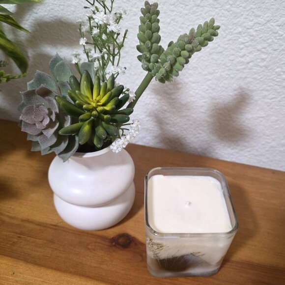 Black, Gold and Gray Square Candle with Painted Holder and Light Floral Scent - Picture 5 of 5